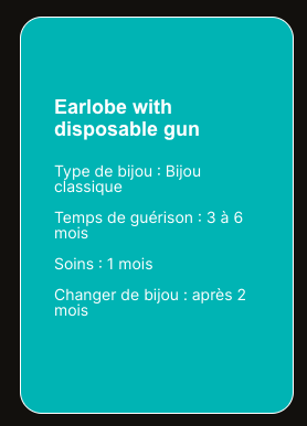 Earlobe with disposable gun